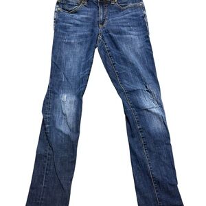 CAbi Women’s High Rise Straight Denim Medium Wash Blue Jeans 2